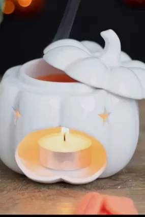 White Fall Pumpkin Halloween Oil Burner and Wax Warmer