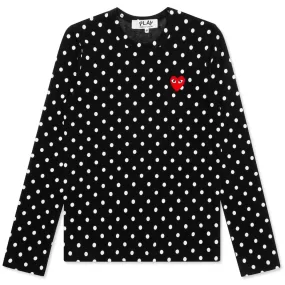 Women's Polka Dot L/S T-Shirt - Black