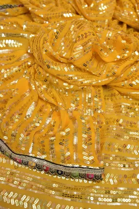 Yellow Color Designer Georgette Saree with Sequin Weaving